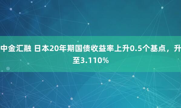 中金汇融 日本20年期国债收益率上升0.5个基点，升至3.110%