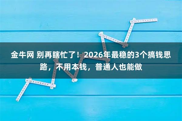 金牛网 别再瞎忙了！2026年最稳的3个搞钱思路，不用本钱，普通人也能做
