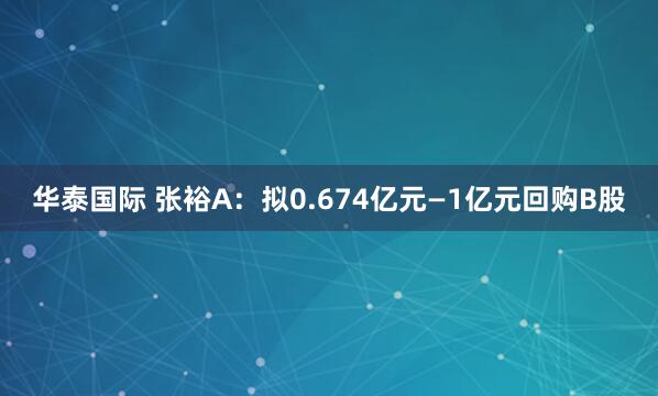 华泰国际 张裕A：拟0.674亿元—1亿元回购B股