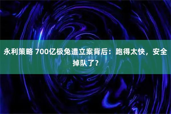 永利策略 700亿极兔遭立案背后：跑得太快，安全掉队了？